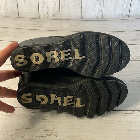 Sorel Black Leather Joan of Artic Wedge Bootie - Picture 7 of 13